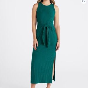 Michael Stars Teal Ribbed Maxi Dress